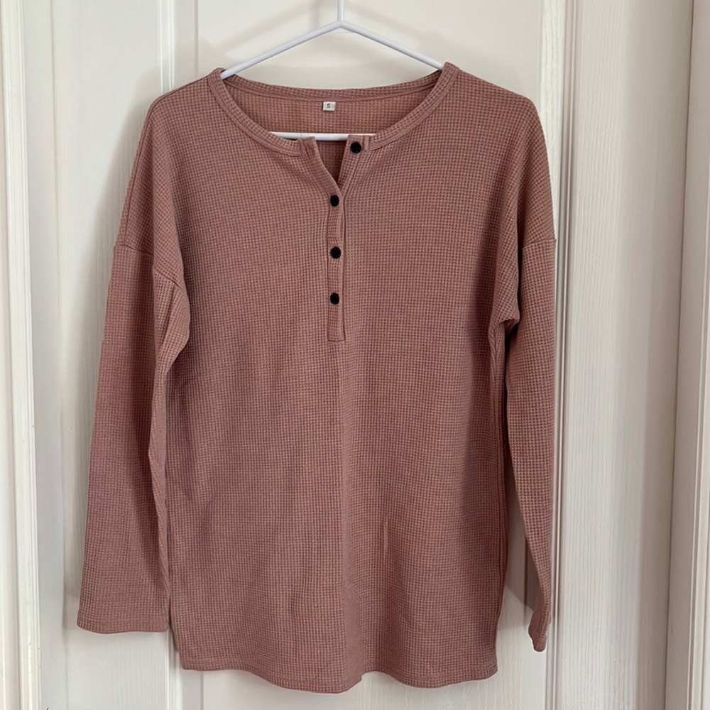 Pink henley top shirt